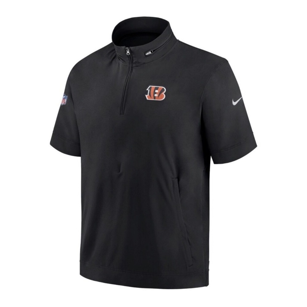 Nike NFL Cincinnati Bengals 1/4 Zip Sideline SS Coach Jacket Black Mens XL Black